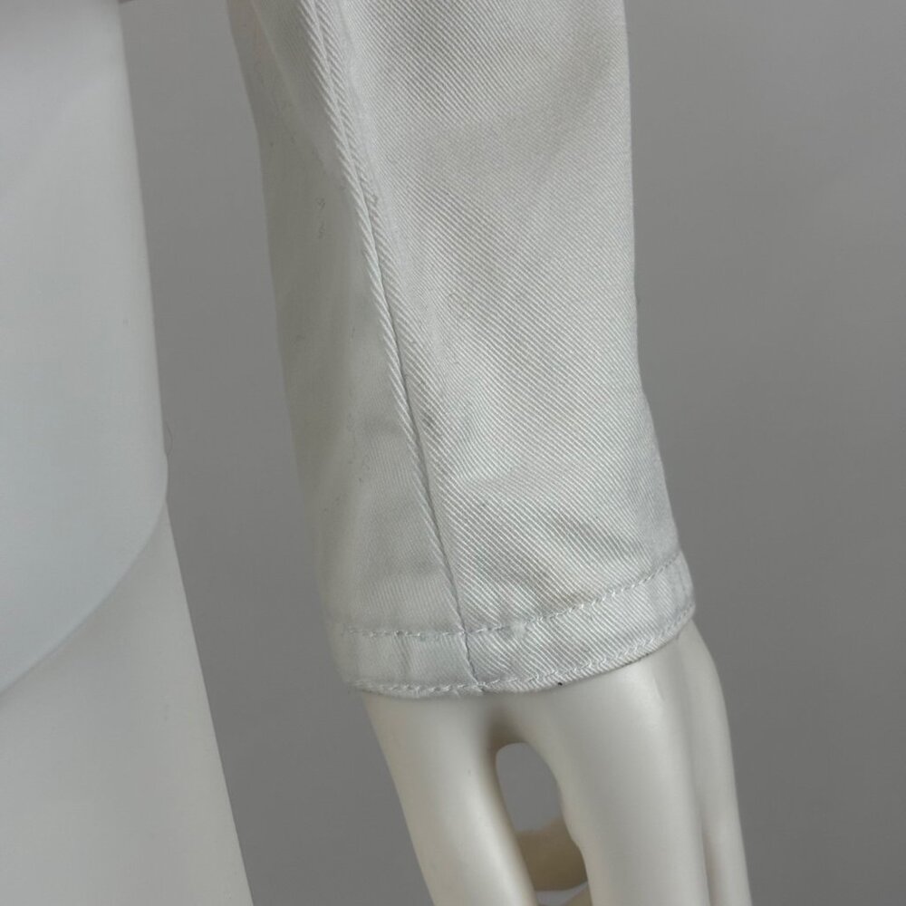 Together White Denim Jacket Small 6 Floral Inset Lace Cotton Spring Blazer - Picture 11 of 11